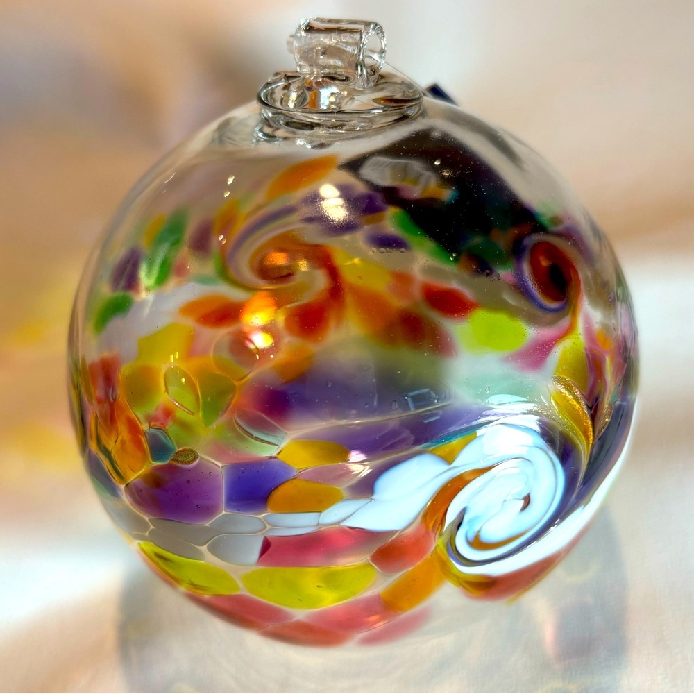 KITRAS Art Desert Flower Orb Glass Globe Ornament NEW IN BOX